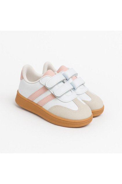 Unisex Velcro Comfortable Lightweight Children's Sports Shoes White-Powder