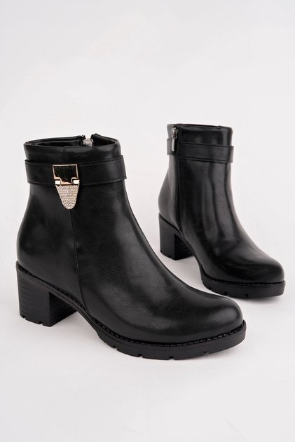 Bln-765 Buckle Thick Heel Boots