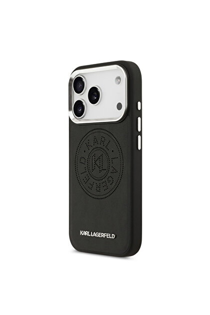 Karl Lagerfeld iPhone 17 Pro Max Compatible Case Licensed M-Safeli  Perforated Design Metal Logo Pu Leather Black- Trendyol
