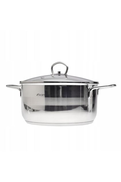 Oală din oțel inoxidabil KM-5414, capac de sticlă, inducție, 22 cm, 4 l