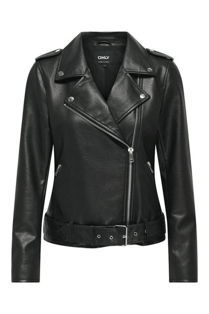 Women's Black Onlmille Faux Leather Biker Jacket Otw Jacket 15357332-Black