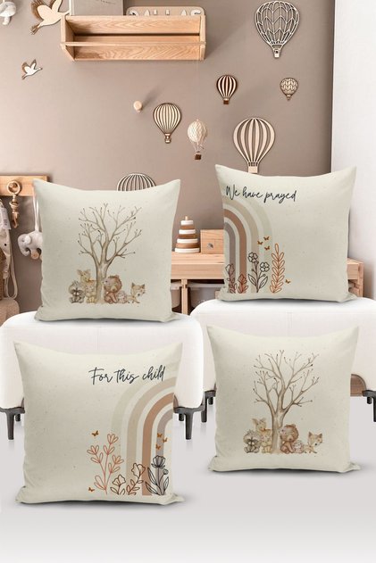 4-Piece Throw Pillow Cover Set Kids Baby Room Digital Printed