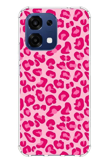 Oppo A6 Pro Compatible Pink Leopard Design Printed Silicone Case