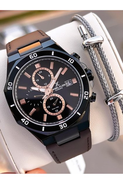 Leather Cord Inner Dial Functions Active 3 Atm Water Resistant Men's Wristwatch E140003-