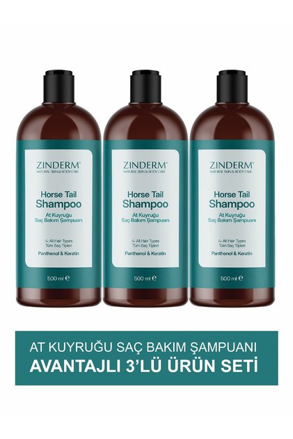 Horse Tail Shampoo - Anti-Hair Loss and Fast Growth Effective Salt-Free Shampoo (3 Pcs X 500 ml)