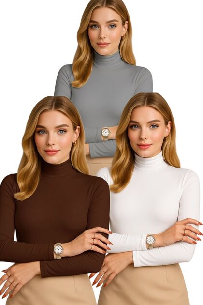Kadın Uzun Kollu Balıkçı Yaka Body 3’lü Set KENDİ TARZINI KENDİN KOMBİNLE