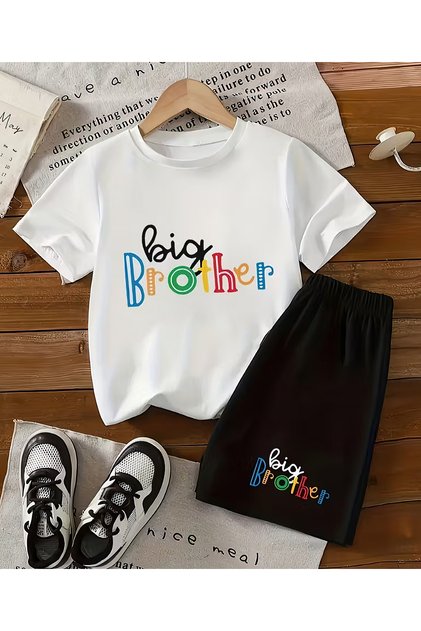 Brother and Sister Shorts T-Shirt Set Combination (the Price Is for 1 T-Shirt and 1 Short)