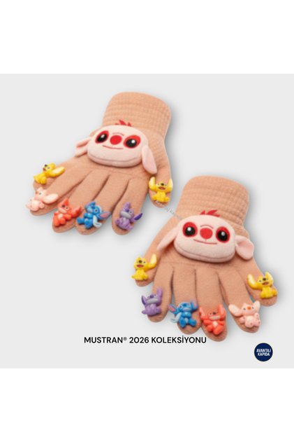 Plush Knit Gloves with Children's Character Figures | 4-14 Years Old Warm Winter Wear Made of Flexible Fabric