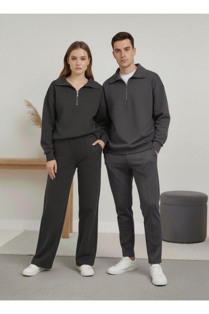 Modal Fabric Half Zipper Unisex Oversized Sweat