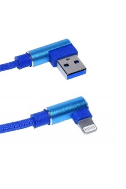 Cablu de date USB - iPhone Lighting cu unghi de 90°, Albastru, 1m