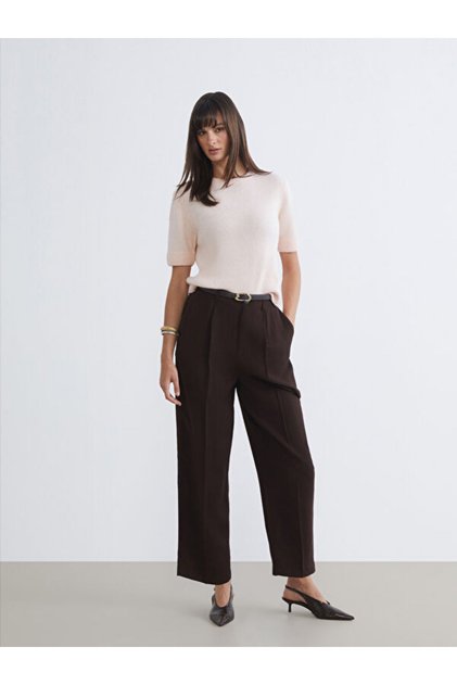 Quality Pieces from Çelebi Store: Comfortable Cut with Waist Belt Women's Pleated Trousers
