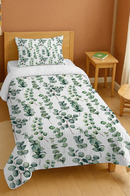100% Cotton Eucalyptus Patterned Single Pike Set