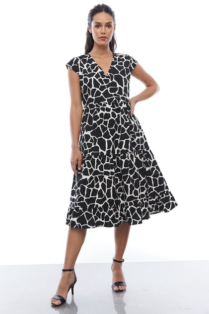 Rochie de damă cu decolteu în V cu model