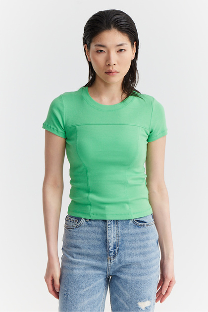 Women's Stitching Detailed Corded Fabric Bodysuit