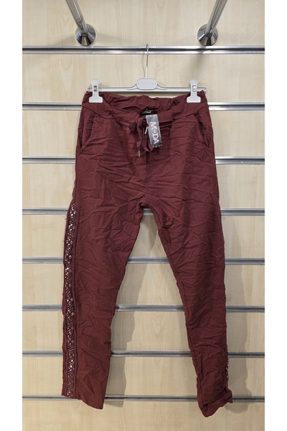 Italian Trousers with Sequins and Lace Detail