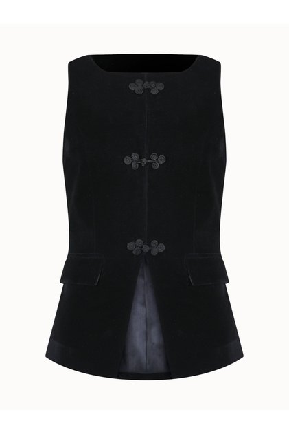 Chinese Buttoned Velvet Vest
