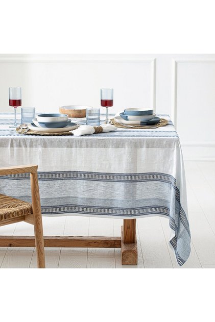 Paso Tablecloth Marine Blue/White