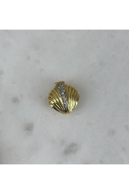 Gold Taşlı İstiridye Deniz Kabuğu Ajda Bilezik Charmı