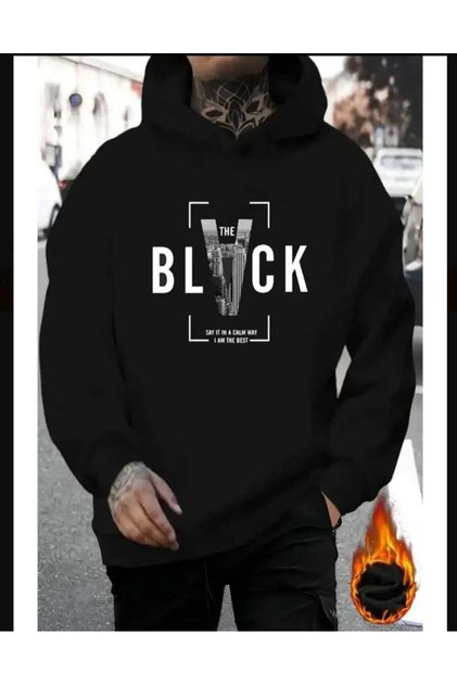 Graphic Design Hoodie with the Words'Black' Written on It