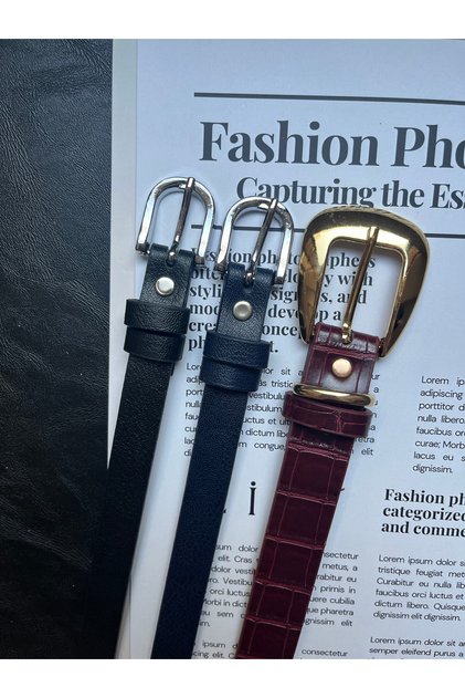 Advantageous Set of 3 Oval Patterned Gold Buckle Belts and Thin Classic Patterned Silver Buckle Belts