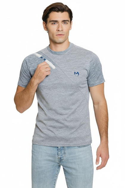 Performance Knit Men's Tee with Bold Stripe Detail.