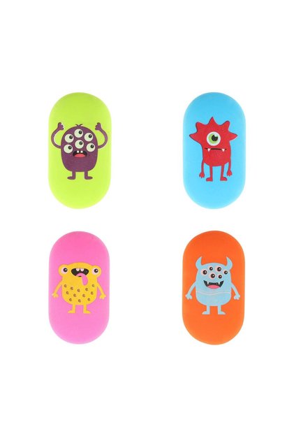 Set 4 Gume de sters Ovale cu print culori mix