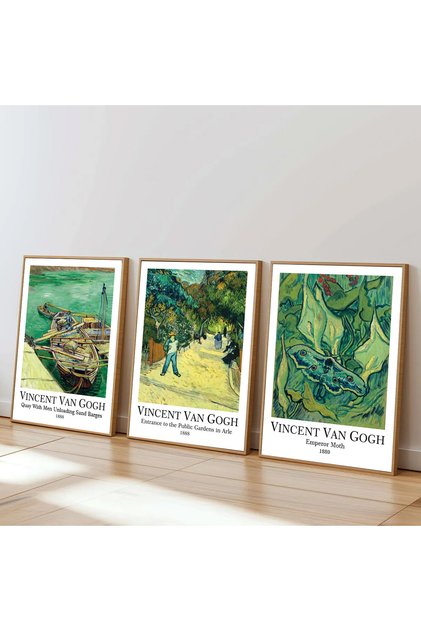 3 Piece Wooden Framed Living Room Hall Kitchen Van Gogh Painting Set Set3488