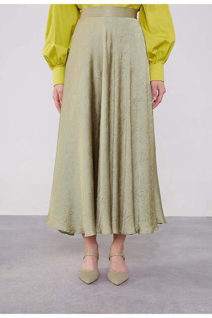 Çağla Yeşili Kraş Satin Skirt