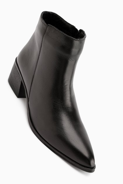 Mita Genuine Leather Black Heeled Women's Boots