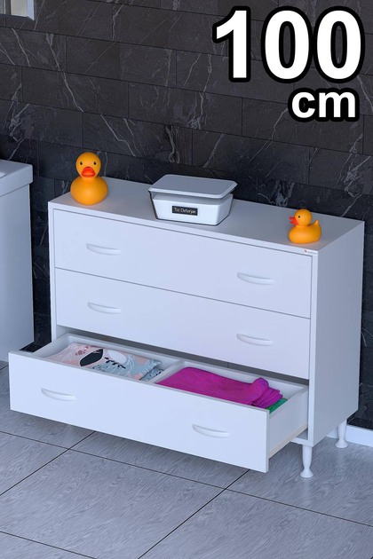 SÖKE, 3 Çekmeceli, Ayaklı, Çok Amaçlı Banyo Dolabı (14 farklı Genişlik Seçeneği)