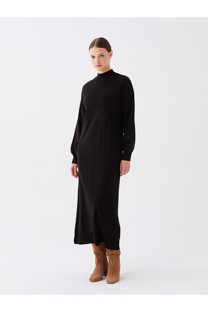 Turtleneck Plain Long Sleeve Women's Knitwear Dress