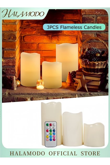 3PCS Flameless Candles with Timer, Color Changing LED Candles with Remote Control, Battery Candles Outdoor and Indoor Home Decor