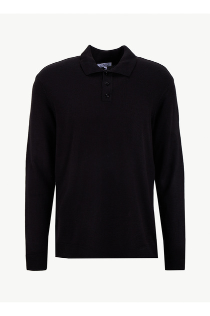 Limon Polo Yaka Basic Düz Siyah Erkek Kazak MML5WM-KZK9528