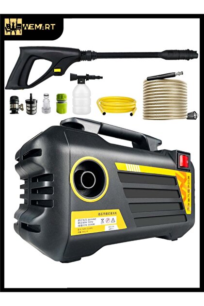 Electric Pressure Washer, 1400W, 7-12 Mpa, Foam Cannon, 220V (Black/Yellow)
