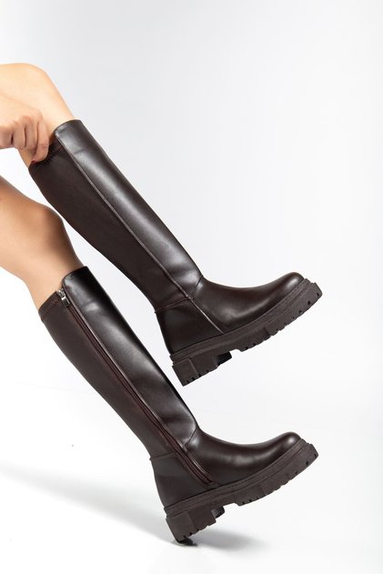 812-300 Brown Zippered Daily Women's Boots