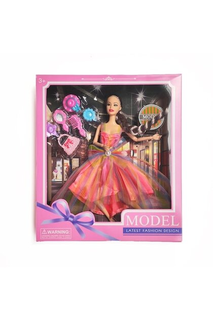 Păpușă Fashionista cu păr lung, 6 accesorii, 30 cm, 3+ ani, multicoloră