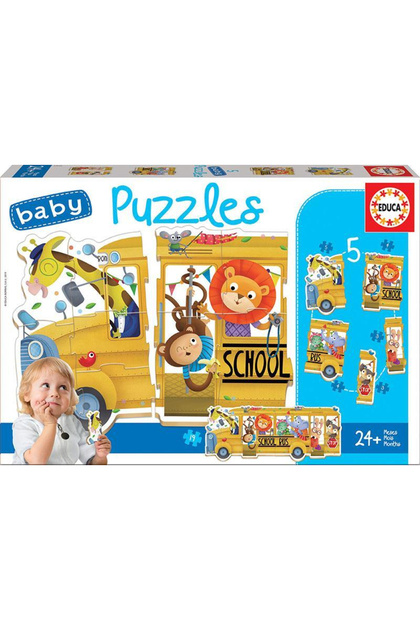 Puzzle 5x 2-5 piese Autobuz școlar pentru copii 17575