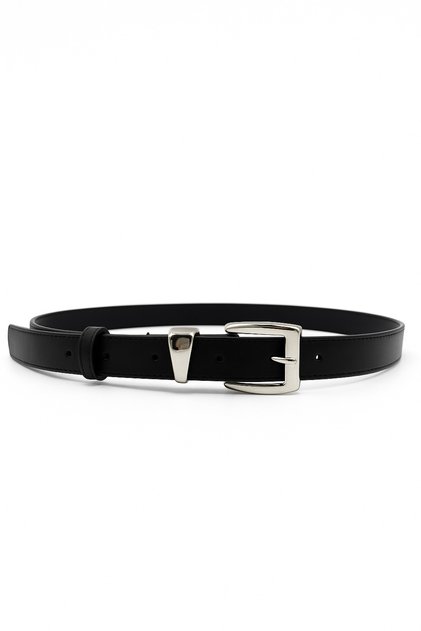 Women's Black Square Buckle Faux Leather Belt – Stylish Accessory for Everyday Wear and Jeans Pairing