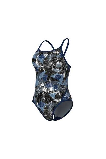 Women's Scratched Swimsuit Super Fly Back Multi Black-Navy