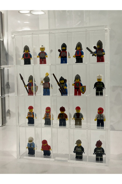 MAZERONREKLAM 20 Bölmeli Lego Minifigür Kapaklı Pleksi sergileme