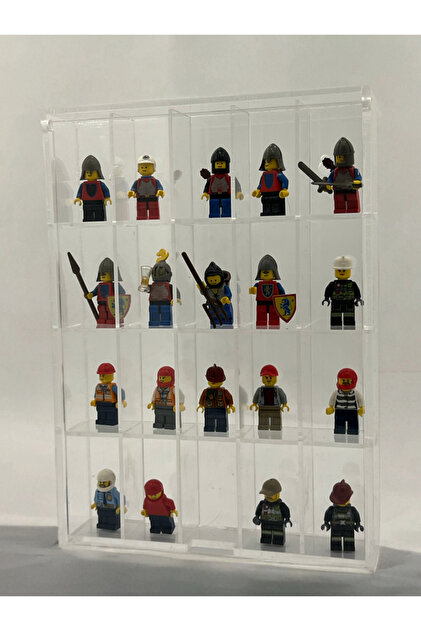 MAZERONREKLAM 20 Bölmeli Lego Minifigür Kapaklı Pleksi sergileme