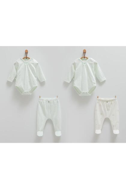 100% Cotton Mini Lamb Bodysuit Pants Set 56-62 cm 1-3 Months Green Crml.Ysl.Bpk1824