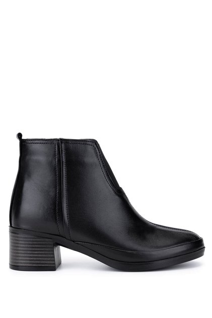 Women's Genuine Leather Black Heeled Boots