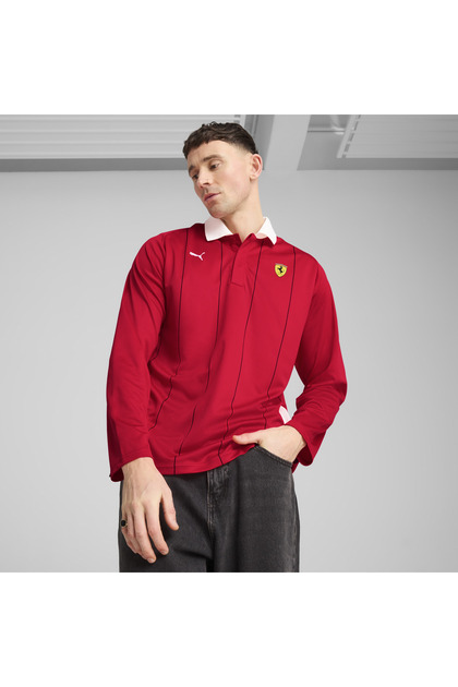 Puma Ferrari Race Jersey LS Polo Kırmızı Erkek Sweatshirt - Fiyatı