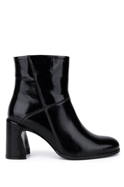 Women's Genuine Leather Black Patent Leather Classic Boots