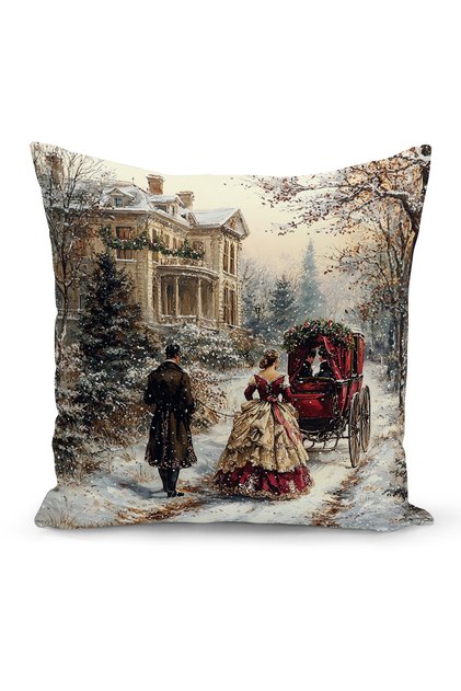 Yılbaşı Serisi Çift Tarafı Dijital Baskılı Kırlent Kılıfı (Christmas Noel Cushion Cover)