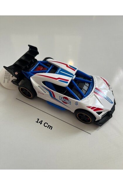 Metal Pull and Drop Racing Car 14X6 cm White
