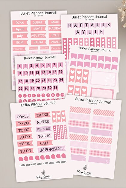 Bullet Journal Sticker Set - 6 Sheets / Agenda, Scrapbook,