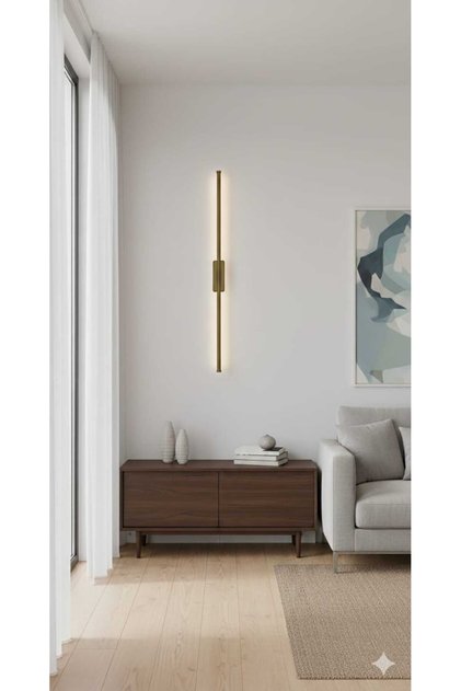 70CM Modern Dekoratif Çubuk Led Duvar Aplik (Dikdörtgen Rozanslı) Bronz 6500K