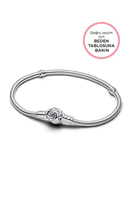 Pandora Moments Açan Gül Klipsli Yılan Zinciri Bileklik - Fiyatı